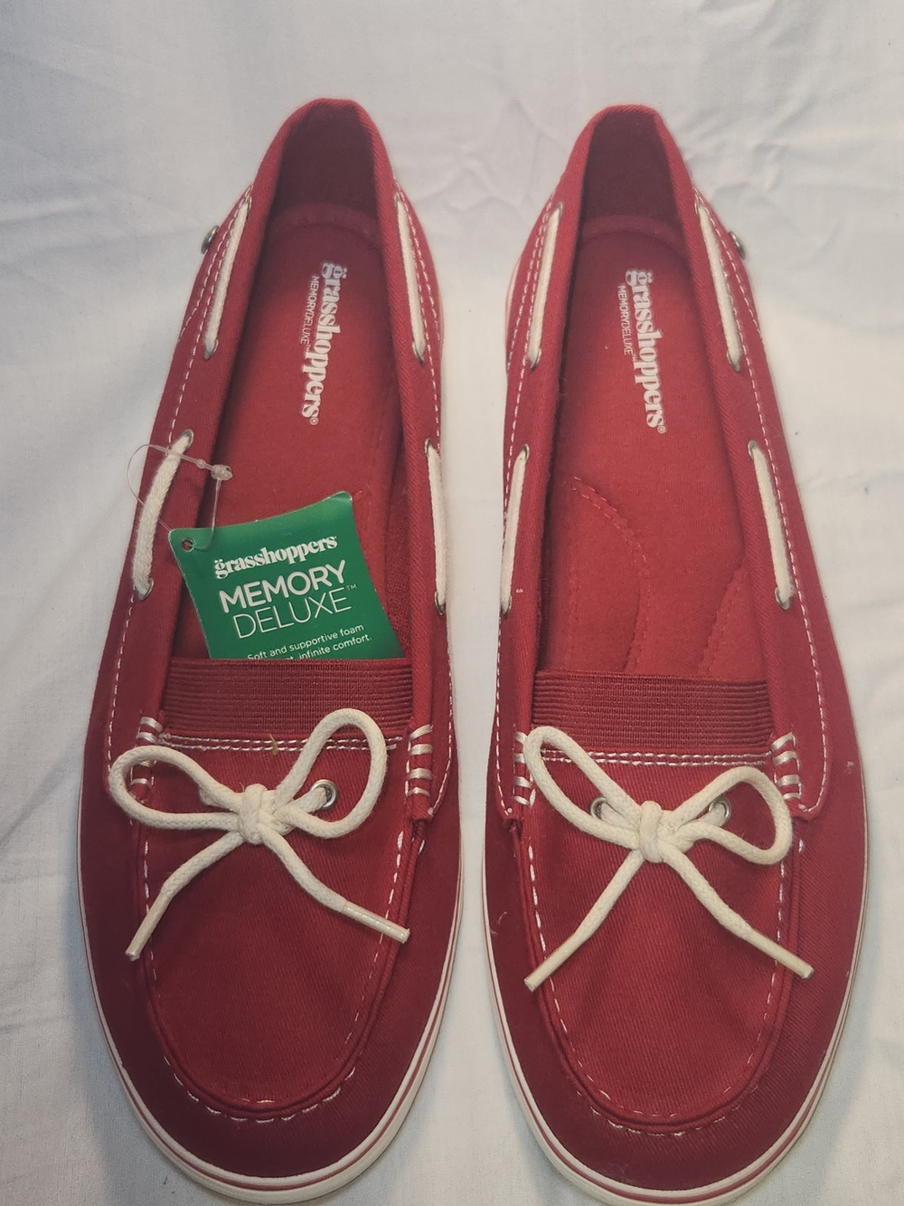 Grasshoppers Red Memory Foam Boat Shoes for Women 9W